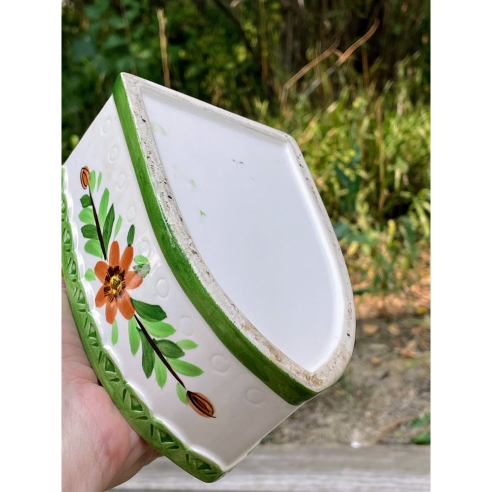 Vintage 1960s Ceramic SAD Iron Planter Vase floral - Picture 10 of 16